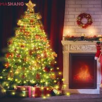 ZZOOI Led Outdoor Christmas Tree Waterfall String Lights Fairy Garland Decoration 8 Modes Waterproof Christmas Tree Toppers Lighting