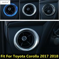 2 Pcs Blue Silver Dashboard เครื่องปรับอากาศ AC Outlet Vent แหวนวงกลมชุด Trim สำหรับ Toyota Corolla 2017 2018อุปกรณ์เสริม