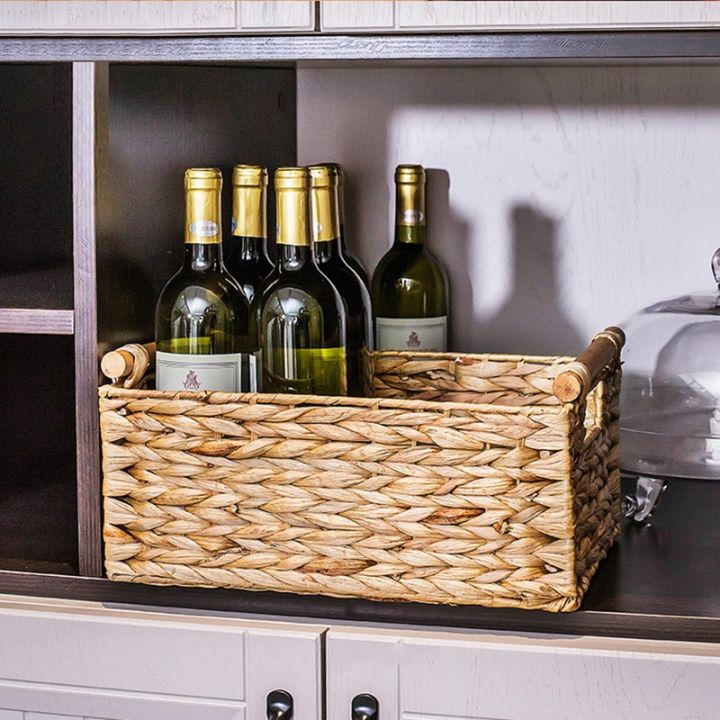 wicker-basket-rectangular-with-wooden-handles-for-shelves-water-hyacinth-basket-storage-natural-baskets