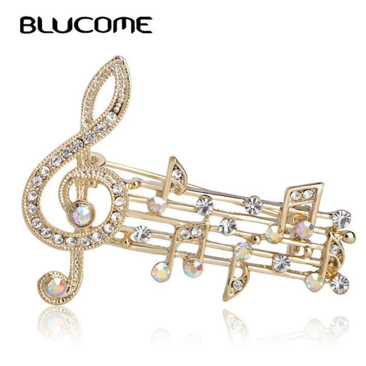Blucome Gold Color Coin with Zircon Brooch Alloy Crystal Brooches Gift  Women Girls Suit Dress Party Clothes Accessories