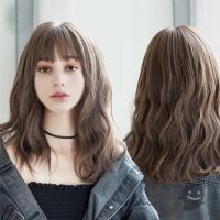 【LZ】❀ﺴ  SHANGKE Synthetic Wigs For Women Daily Cosplay Long Water Wave  Lolita Wig With Bangs Cold Brown Heat Resistant Hair Bob Wig