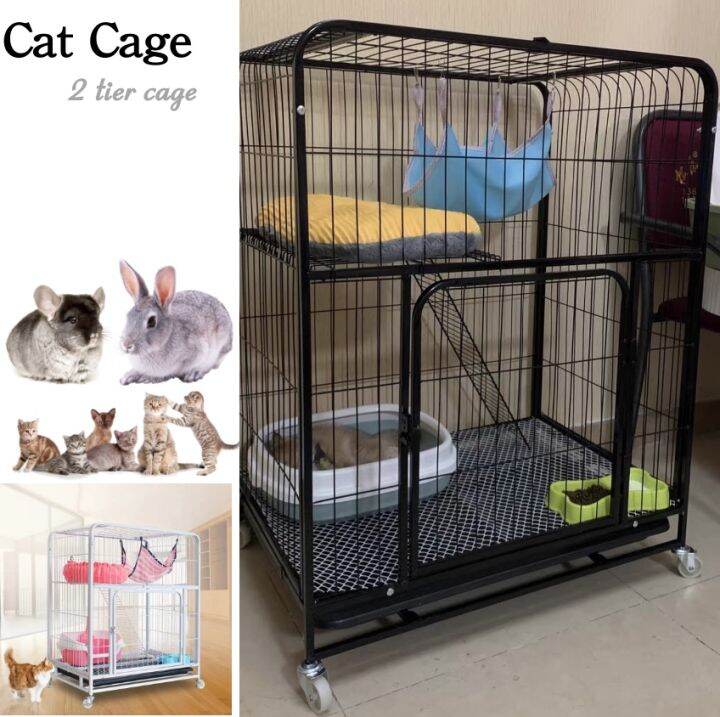 2 Tier Cat Cage Cat Tree Condo Rabbit Chinchilla Parrot House Toy Cat ...