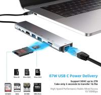 ฮับ Usb แท่นวางมือถือ8-In-1 Type-C เป็น HDMI + RJ45 + PD + USB3.0ฮับแท่นวางมือถือ Baoyijinchukou