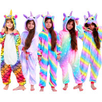 New Children Onesie Kids Unicorn Totoro Pajamas Animal Cartoon Blanket Sleepers Baby Costume Winter Boys Girls Licorne Jumspuit
