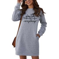 Womens Dress Bible Christian Clothing Faith Over Everything Sweatshirt Jumper Quote Jesus Vintage Fashion Graphic Hoodies