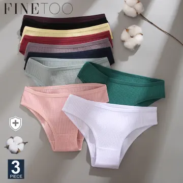 Cheap FINETOO 3Pcs Women Panties Sexy Lingerie Seamless Female Underwear See -Through Underpants Woman Panties Briefs Girls Intimate