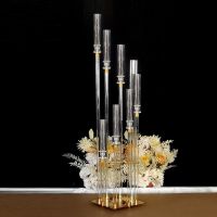 10pcs New Gold Wedding Decoration Centerpiece Clear Candle Holder Acrylic Candlesticks for Weddings Event Party