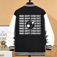 Wish Happy Everyday And Keep Smile Womens Jacket Oversize Fleece S-5Xl Overcoat Fashion Soft Coat Street Casual Baseball Uniform