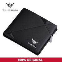 ZZOOI WILLIAMPOLO Mens Slim Wallet Genuine Leather Mini Purse Casual Design Bifold Wallet Brand Short Slim Wallet