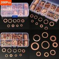 200Pcs Copper Washer Gasket Nut and Bolt Set Flat Ring Seal Assortment Kit with Box //M8/M10/M12/M14 for Sump Plugs