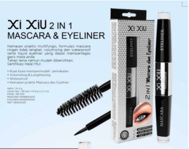 XI XIU Maskara & Eyeliner 2 in 1 BPOM Xi Xiu Waterproof Mascara
