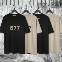 Esstentials Quality 1977 Flocked Tshirt 100 Cotton Tee Hop Loose Tshirts Sports 100% cotton T-shirt