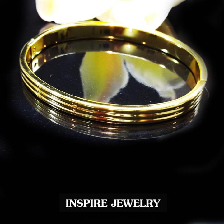 INSPIRE JEWELRY กำไลทอง ลายเรียบมันแบบร้านทอง ทรงกลม หน้ากว้าง 6minn รอบวงใน 6x5cm แฟชั้นอินเทรนชั้นนำ gold plated งานเกรดพรีเมี่ยม งานปราณีตพร้อมถุงกำมะหยี่ สวยงาม น่ารัก ใส่ถอดง่าย ใส่ได้กับเสื้อผ้าชุดแบบ ของขวัญวันเกิด วันแม่ ปีใหม่ วาเลนไทน์