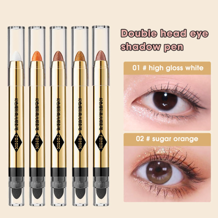 high-gloss-eye-shadow-pen-pearlescent-fine-flash-bright-double-ended-eyeshadow-6สี-shimmer-shadow-eye