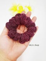 NK21 โดนัทรัดผม หนังยางรัดผม ที่มัดผมผ้ากากเพชร  Glitter Scrunchies,ฺ Red wine color.Scrunchy,Hair accessories,Elastic hair tie