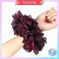 LIAOYING กำมะหยี่สีทอง ขนาดใหญ่ scrunchies ศิลปะผ้าศิลปะ อีลาสติก แถบยางยืดหยุ่น ง่ายๆ ชุดคลุมศีรษะ เชือกมัดผมหางม้าแวววาว ผมเส้นผม