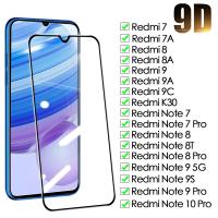 ✺ 9D Full Protective Glass For Xiaomi Redmi Note 9 8 7 9S 10 Pro Tempered Screen Protector Redmi 9 c 8 8A 9A 9C Safety Glass Film