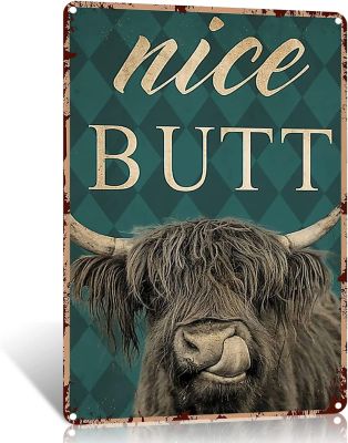 Funny Bathroom Wall Art Decor Tin Signs Hignland Cow Bathroom Pictures for Wall Vintage Highland Cow Decor Sign for Bathroom