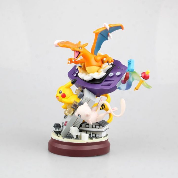 zzooi-19cm-anime-pokemon-pikachu-toys-resin-station-gameboy-pika-mew-charizard-action-figure-model-doll-collect-ornament-toy-kid-gift