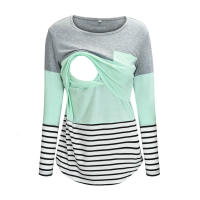 Women Blouse Maternity Long Sleeve Striped Nursing Tops T-shirt For Breastfeeding Mom Ladies Casual Spring Autumn Blouse Shirt