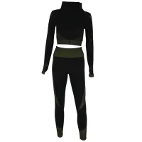 2 Pcs Seamless Workout Clothes for Women Full Zipper Long Sleeve Yoga Set Gym Fitness Workout Sportswear