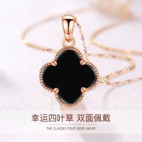 black clovers titanium steel paragraphs necklace female pendant web celebrity with collarbone chain Chinese birthday gift ◈