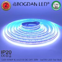 LED STRIP, K-AA2110-350-10000K DC-24V IP20 350LED/1เมตร 20W/1เมตร BOGDAN LED ไฟเส้น ขาวนวลอมฟ้า 10000K 1,750LED/5เมตร 100W/5เมตร ไฟริบบอนแอลอีดี