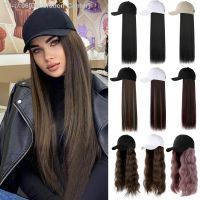 LANLAN Fashion Black White Peaked Baseball Cap with Wig One Piece Women Summer Long Straight Hair Curly Hair Hat Wig [ Hot sell ] Decoration Center