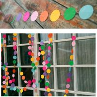 Mix Rainbow Color Circle Polka Dots Garland Banner Bunting Wedding Baby Shower Birthday Party Decoration Dot String Hanging Banners Streamers Confetti