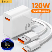 แฮนด์ซิน120วัตต์เครื่องชาร์จ USB ไฟอะแดปเตอร์ชาร์จเร็วชนิด6A Samsung สายเคเบิ้ล Type C สำหรับ Huawei Xiaomi ชาร์จเร็ว3.0สาย USB C