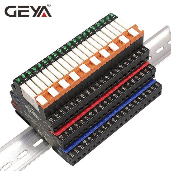 โมดูลรีเลย์-din-rail-แบบบาง-hf-41f-รีเลย์กำลังไฟ12v-24v-48v-110v-230v-ซ็อกเก็ตรีเลย์6-2มม