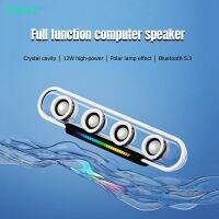 SOAIY New Crystal Transparent Esports Boombox Portable Desktop Computer Sound Long Strip Multimedia Wireless Bluetooth Speakers