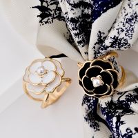 Camellia Silk Scarf Buckle Pin Women Coat Belt Buckles Shawl Ring Clip Scarves Fastener Brooches Clothing Corner Knotted Buttons