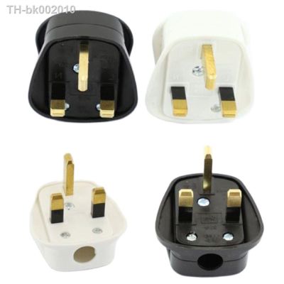 ┇▣ 2pcs White Black Grounded 250V UK 13A British Wiring Plug 3 Pin Fused BS1363 Adaptor Power Cable Connector Wire Converter