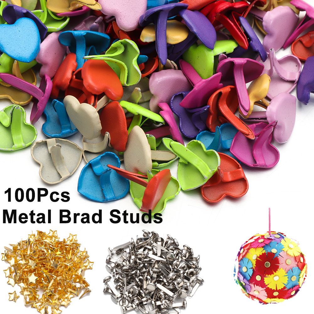 sharprepublic Pack of 200 Lots Gold Mini Round Head 4.5mm Metal Brad Paper Fastener Embellishments for Kids Card Making Scrapbooking Art Crafts 