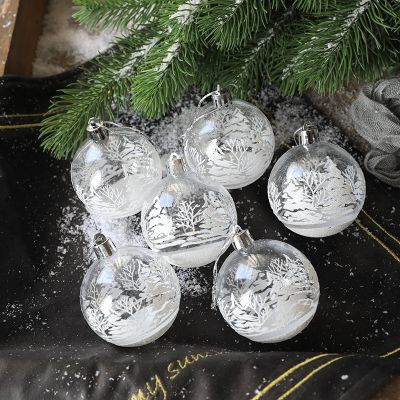 6Pcs Christmas Painting Transparent Ball Christmas Tree Decorations Open Plastic Xmas Ornament Clear Snowballs Noel Navidad Gift