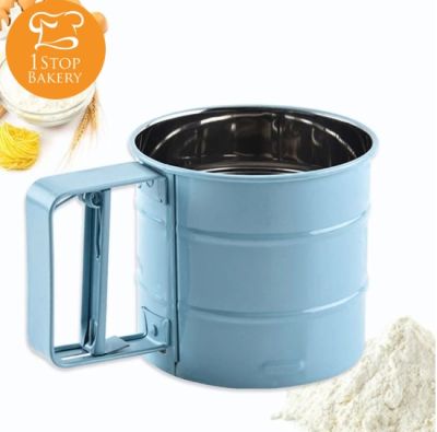 Cup Shape Press Flour Sieve Blue Color / ที่ร่อนแป้ง