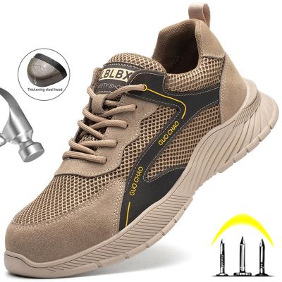 Indestructible Work Shoes Men Women Safety Boots Breathable Mesh Work Sneakers Boots Anti Smash Steel Toe Safety Shoes Men 2022