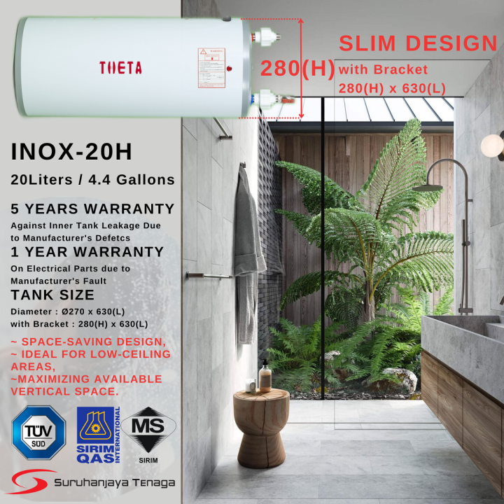 THETA Electric Storage Water Heater 20L (Slim Design Diameter 270mm