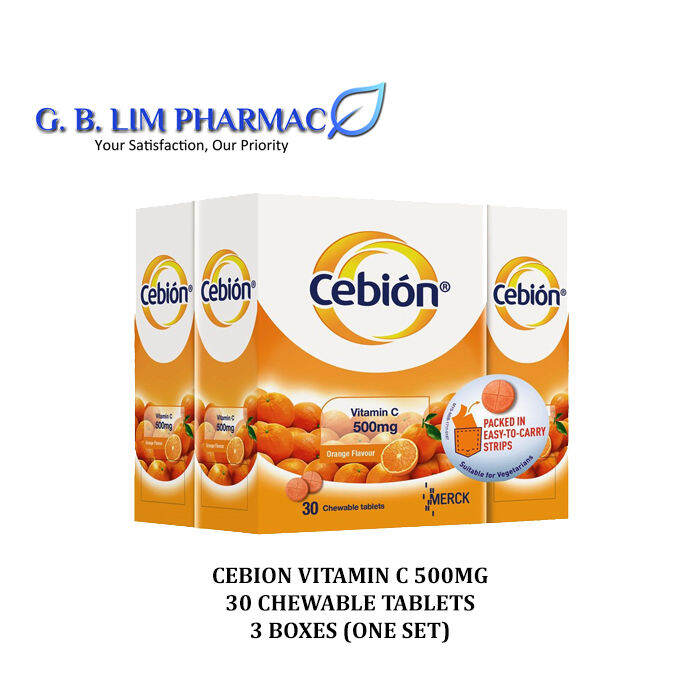 Cebion Vitamin C 500MG 30 CHEWABLE TABLETS X 3 BOXES [ONE SET] (EXP 31MAY2024) Lazada