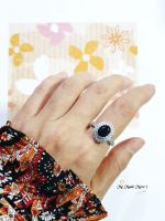 ฮ๊อตสุด ! แหวนเงิน แหวนเพชร CZ สีน้ำเงิน แหวนแฟชั่น แหวน แหวนเพชร แหวนล้อมเพชร ring womenring แหวนไพลิน แหวนไพลินล้อมเพชร แหวนน่ารัก แหวนสวย