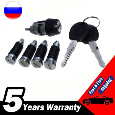 7Pcs/Set 1 Ignition Switch 4 Door Lock Barrel W/ 2 Keys For VW T4 Caravelle MK IV 1990-2003 Transporter 701837205