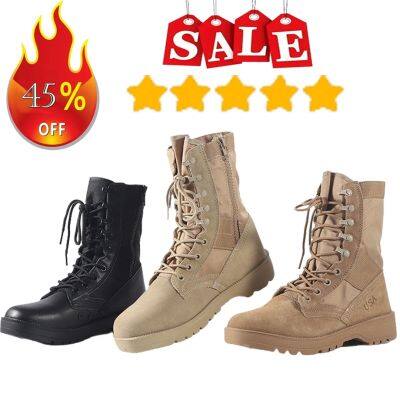 Mens Work Shoes Military Desert Boots Outdoor Sports Combat Lightweight Non-Slip Wear-Resistant Hiking High-Top Tactical Botas