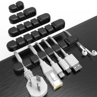 Black/White Silicone USB Cable Winder Cable Storage Holder Desktop Tidy Management Clip Mouse Earphone Cable Organizer