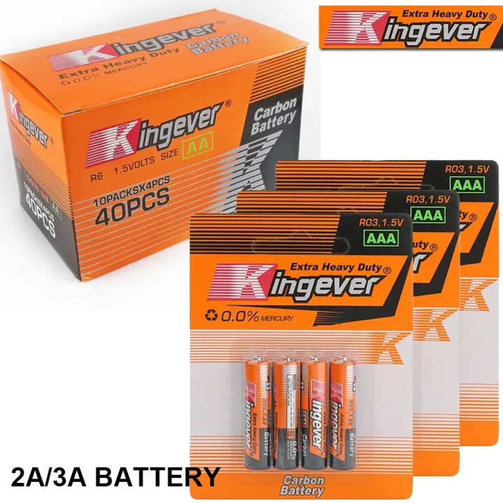 Battery Super 1.5V AA/AAA Kingever Extra Heavy Duty Carbon Battery 4