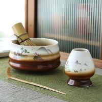 4pcs/set Matcha Tea Set Ceramic Kiln Change Matcha Bowl Traditional Handmade Tea Tools Indoor Japanese Tea Culture Gift Sets