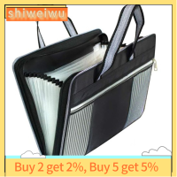 Tas Berkas ข้อมูล A4 PVC SHIWEIWU2558285 1411นิ้วแฟ้มสีดำ13กระเป๋าแบบพกพากระเป๋า Organ สำนักงาน