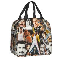 ☃☫ Freddie Mercury Collage Portable Lunch Box for Women Cooler Thermal Food Insulated Queen Rock Lunch Bag School Children Student