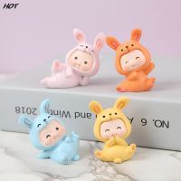 ✆ 5.5cm Rabbit Doll Cute Bunnies Micro Landscape Dollhouse Crafts Small Bunny Ornament Resin Microlandscape Home Decoration