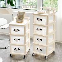 ◐№ Floor-standing trolley storage drawer-type snack cabinet multi-layer movable home living room bedside shelf